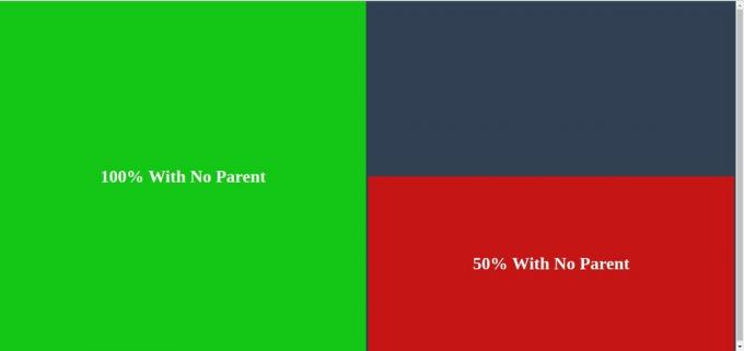 CSS öğesi yüksekliği %100 ebeveyn yok