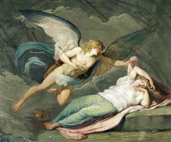 Aşk Tanrısı ve Psyche efsanesinden sahne, Felice Giani, 1794, sıcaklık duvar resmi