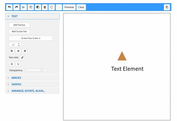 Free Logo Maker'daki çalışma alanının ekran görüntüsü