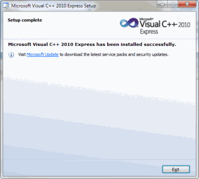 Visual C ++ 2010 Express Başarıyla Yüklendi