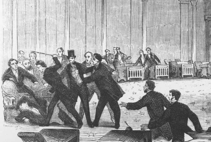 Kongre Üyesi Preston Brooks Senatör Charles Sumner'a saldırdı