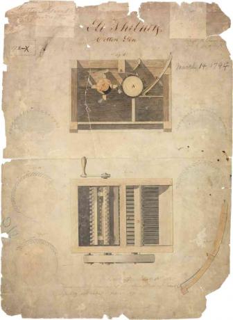 Eli Whitney'in 14 Mart 1794 tarihli pamuk çırçırları için orijinal patenti.