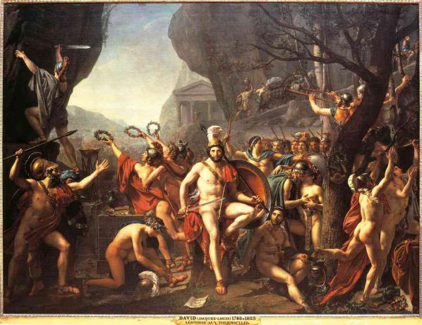 Termopila Savaşı'nda leonidas. Jacques-Louis David (1748-1825), Musee du Louvre.