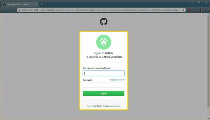 GitHub oturum açma sayfasının ekran görüntüsü.