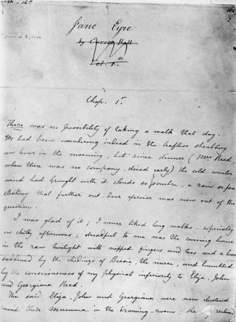 'Jane Eyre' el yazmasının ilk sayfası