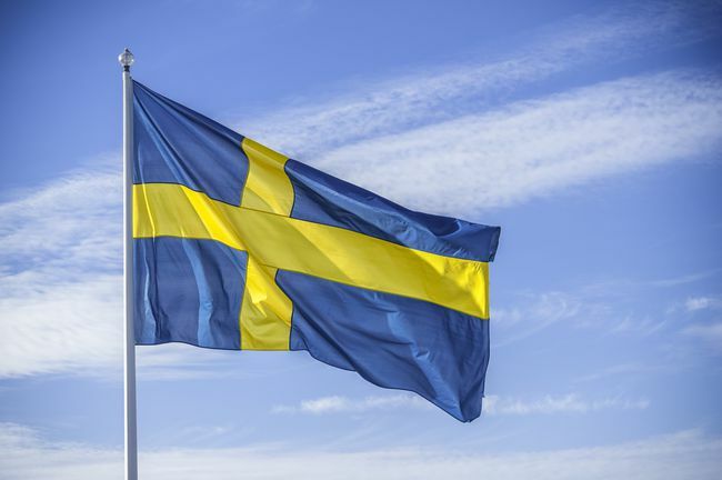 Güneş ışığında İsveç ulus bayrağı