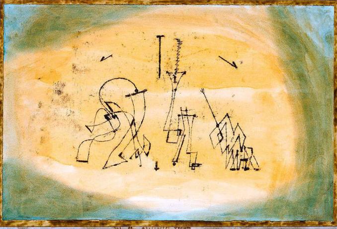 Soyut kalem ve Paul Klee tarafından soyut Trio başlıklı suluboya resim