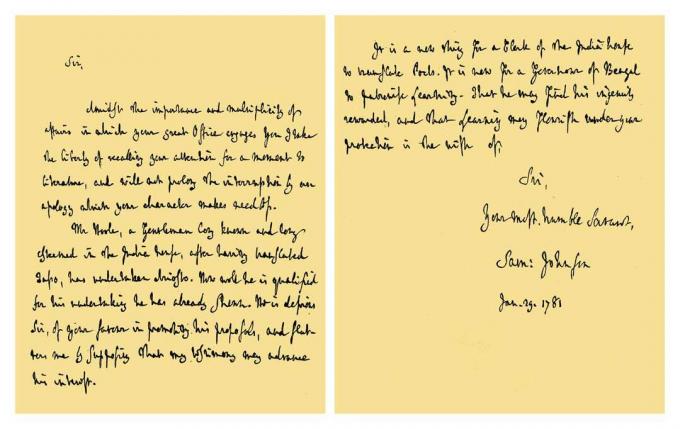 İmza: Dr Samuel Johnson, 1781