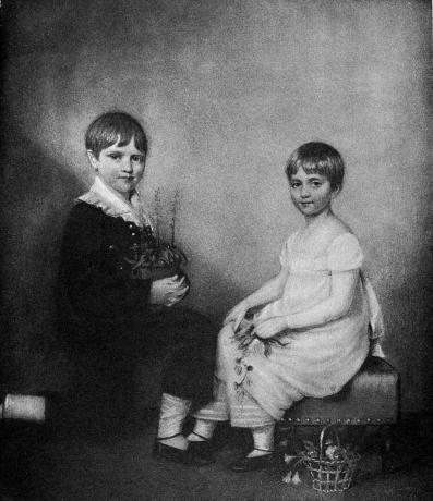 Charles Darwin ve kız kardeşi Catherine çizimi
