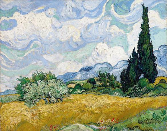 Buğday tarlasının selvi ile boyama by Vincent van Gogh
