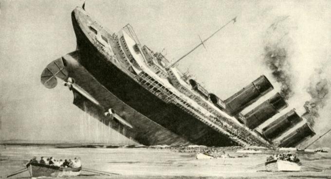 'Lusitania'nın batması, 7 Mayıs 1915.